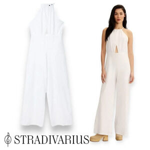 STRADIVARIUS | White | SWISS EMBROIDERY JUMPSUIT